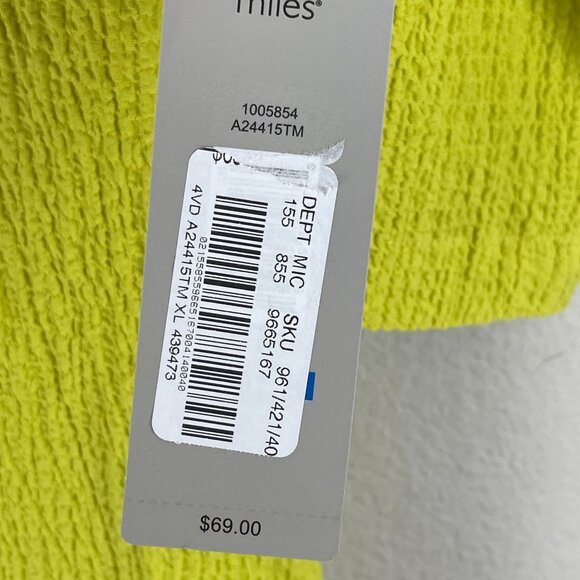 NEW Ali Miles Womens XL Lime Green Textured Cowl Neck Sweater Tunic Top Shirt - Picture 5 of 12